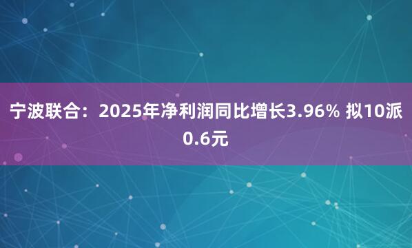 宁波联合：2025年净利润同比增长3.96% 拟10派0.6元